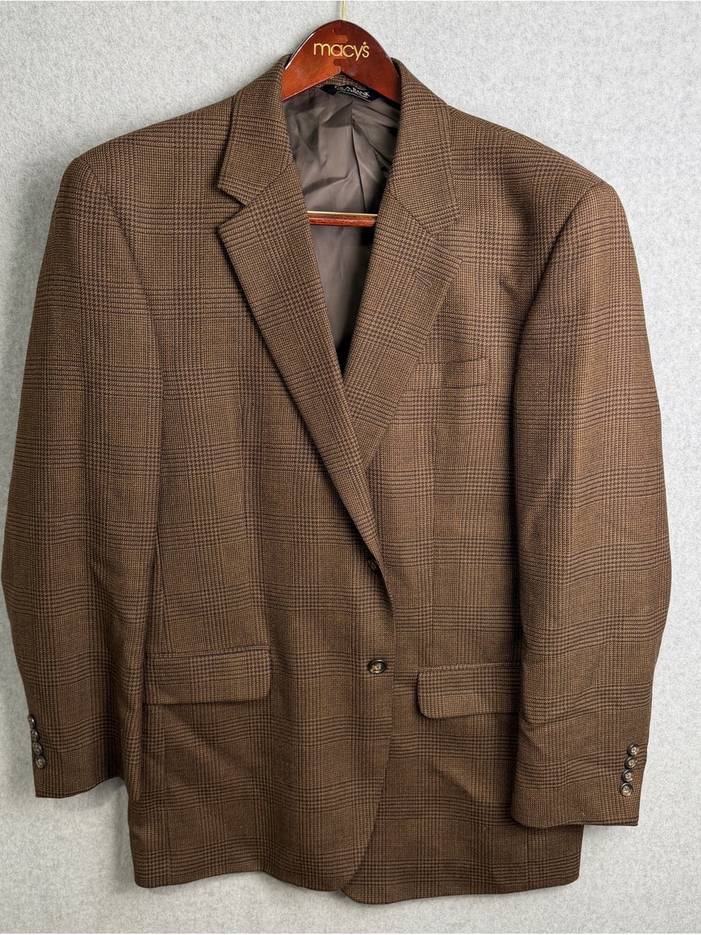 Jos. A. Bank Brown Glen Plaid Sport Coat Blazer Size 44R